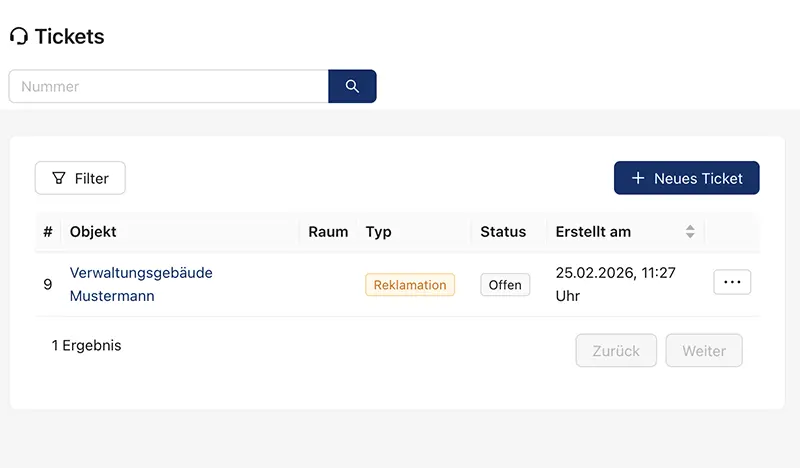GDK-Kundenportal: Ticket-System zur Bearbeitung von Anliegen – Beispieldarstellung